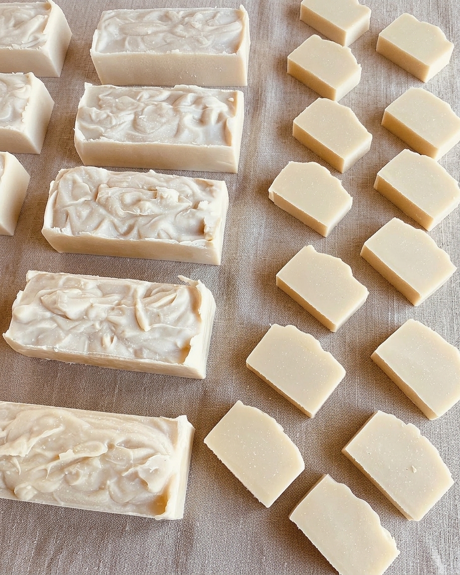 Hand-cut bars drying on linen